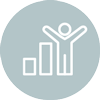Icon with a chart showing growth
