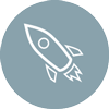 Icon with drawing of a rocketship