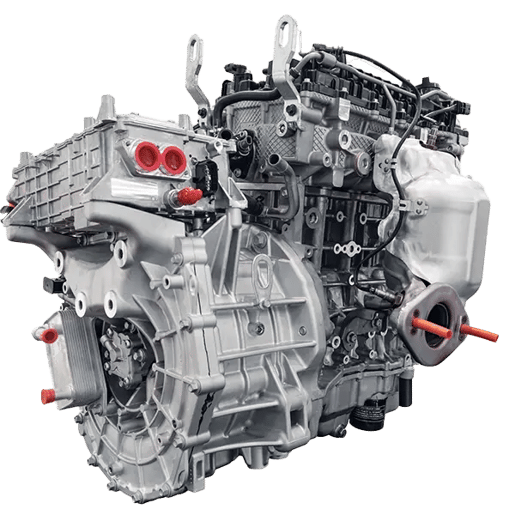 Image of a hybrid engine on a white background