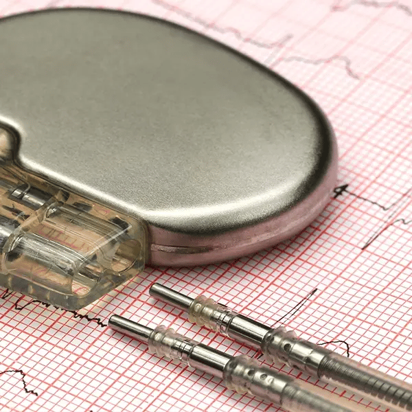Crimped pacemaker leads with the pacemaker on the left