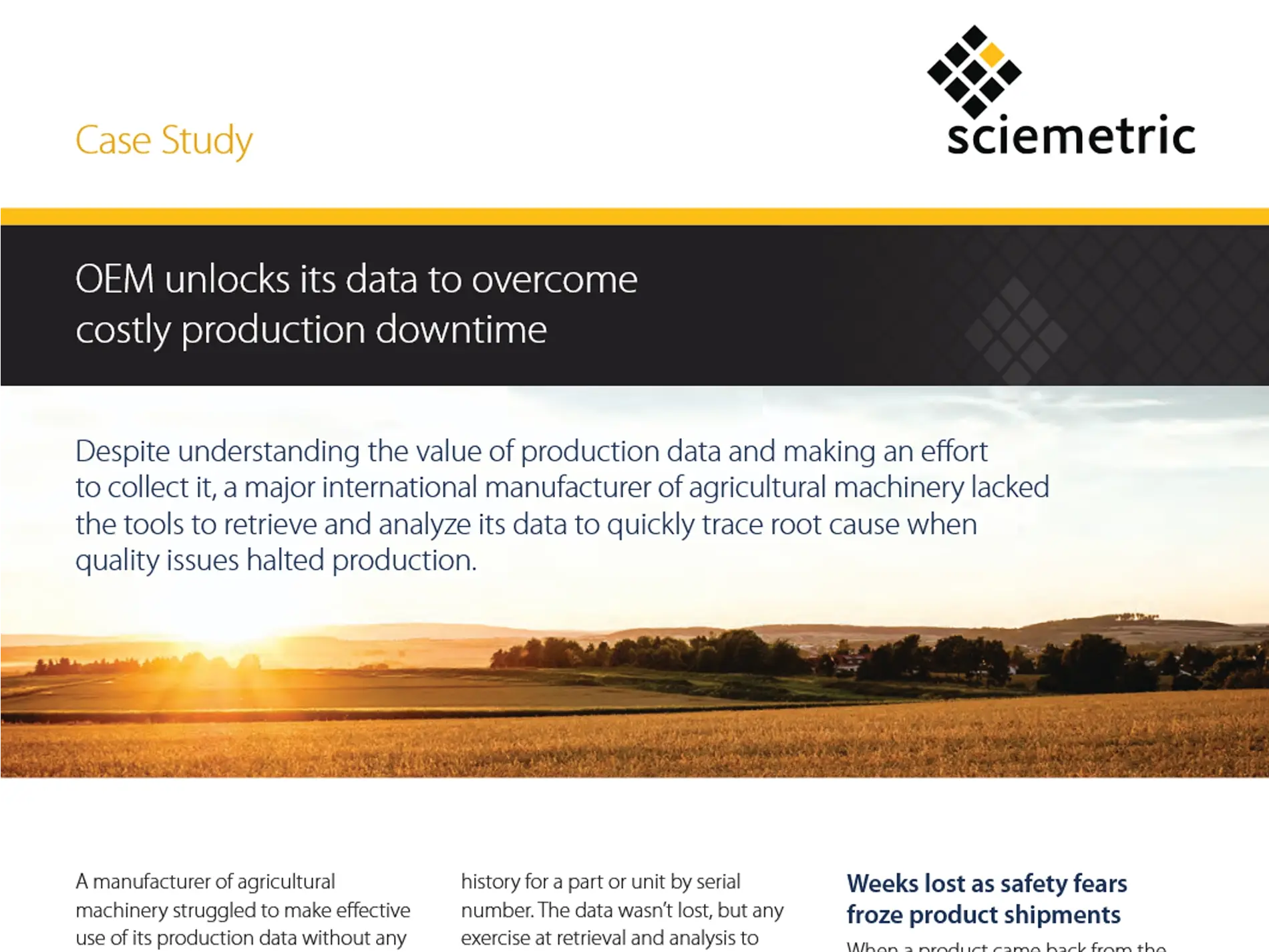 Screen capture of the top part of a case study with an agricultural image