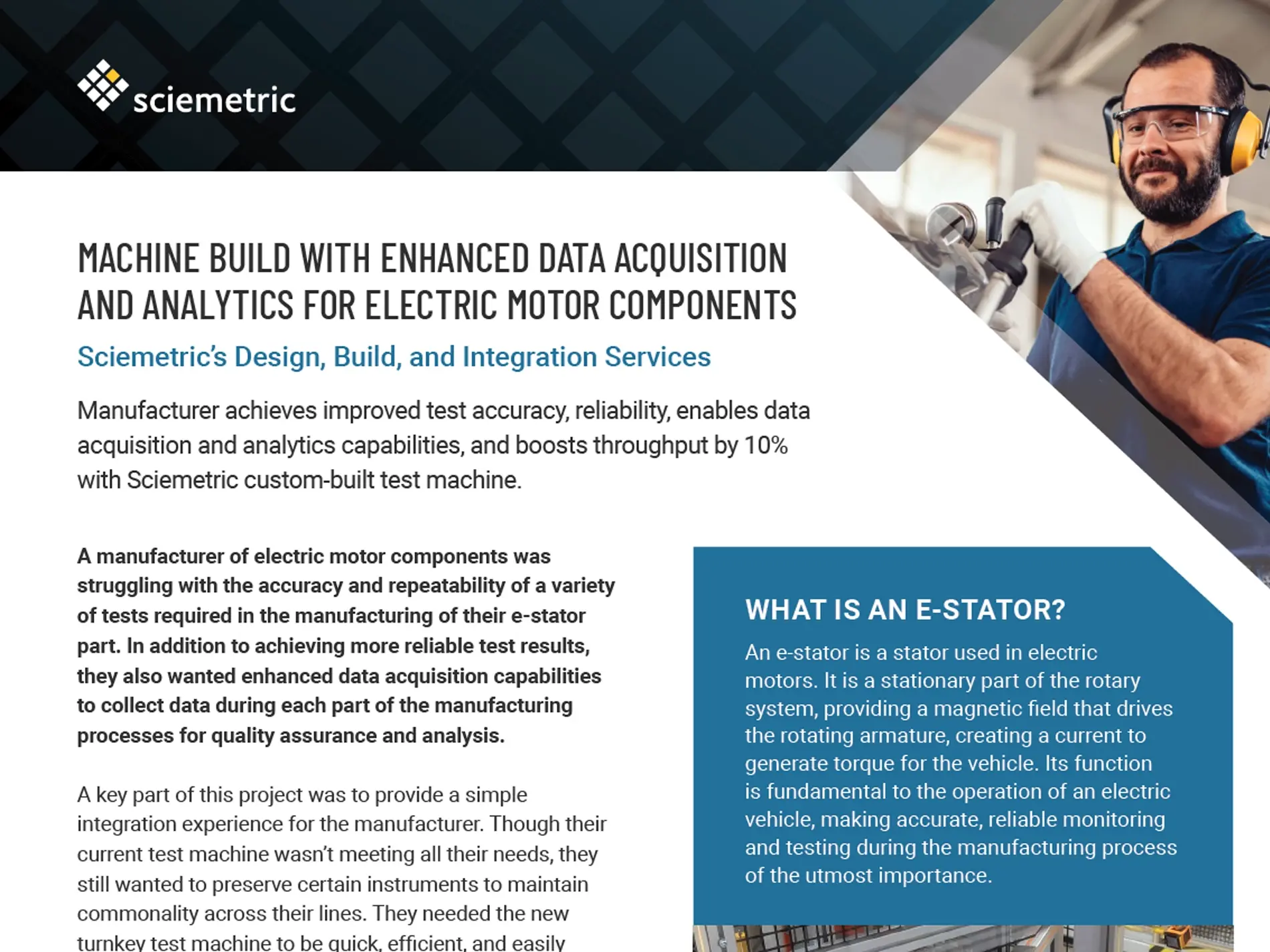 Top part of application note document showing a man wearing ear protection 