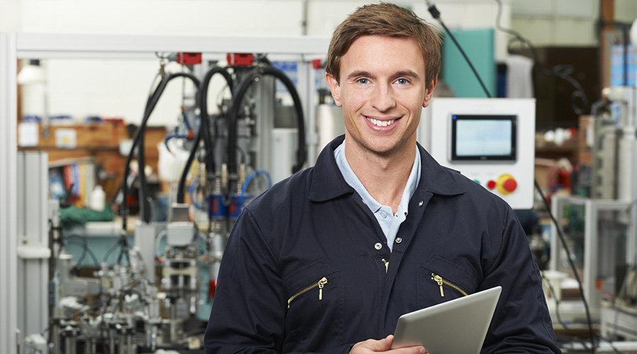 Smiling service technician